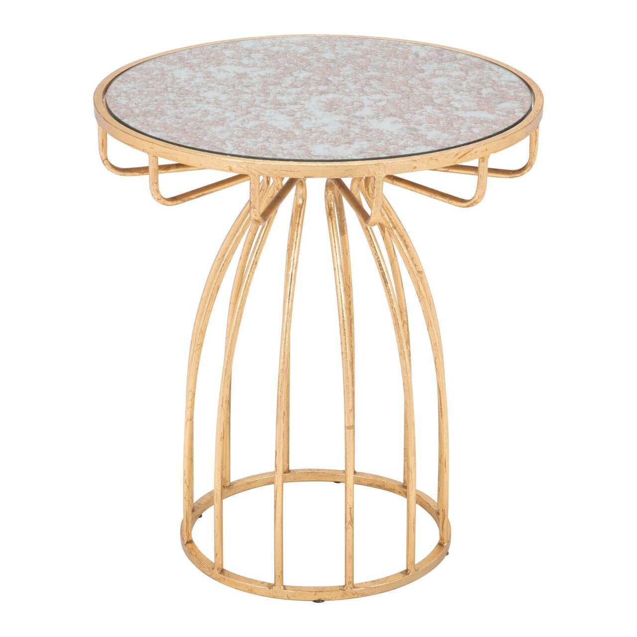 Modern Home 22.25&#x22; Gold Round Top Side Table